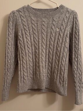 Y2K Abercrombie & Fitch Gray Cable-Knit Long Sleeve Sweater